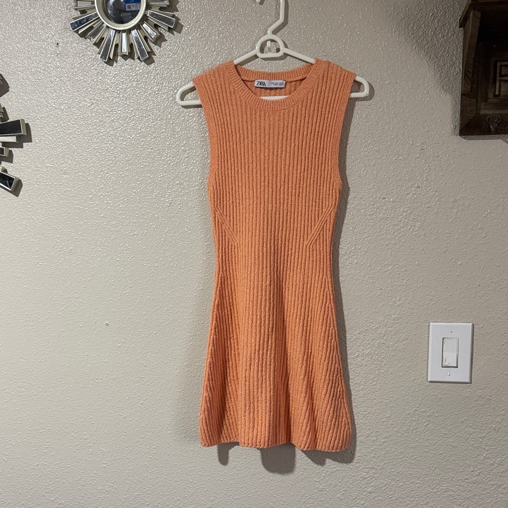 Zara Orange Sleeveless Mini Dress